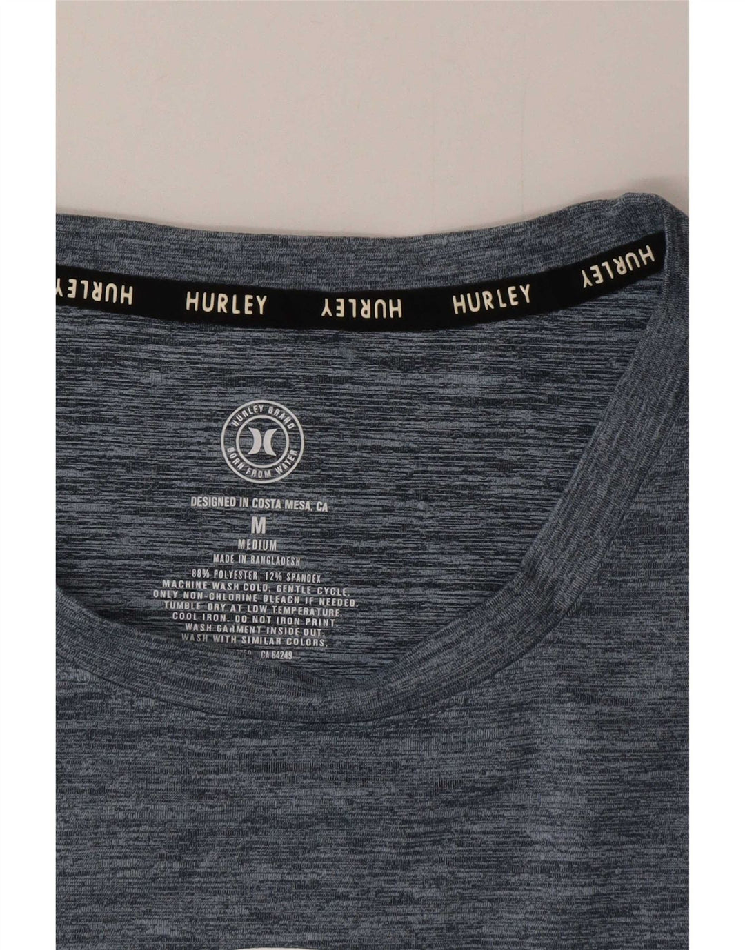 Hurley Mens Graphic T-Shirt Top Medium Navy Blue Flecked Polyester