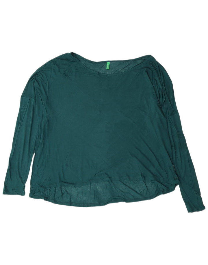 BENETTON Womens See Through Top Long Sleeve UK 18 XL Green