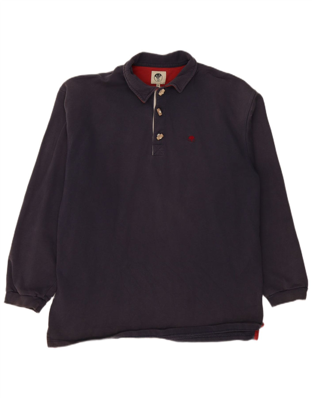 FAT FACE Mens Long Sleeve Polo Shirt XL Navy Blue Cotton
