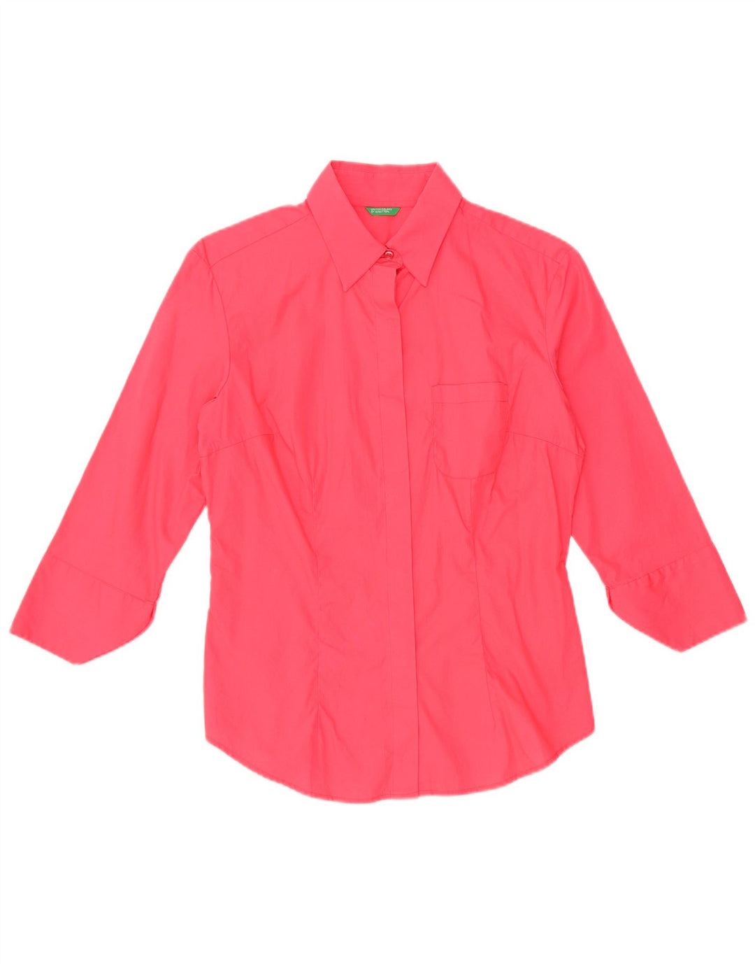 BENETTON Womens 3/4 Sleeve Shirt UK 12 Medium Pink