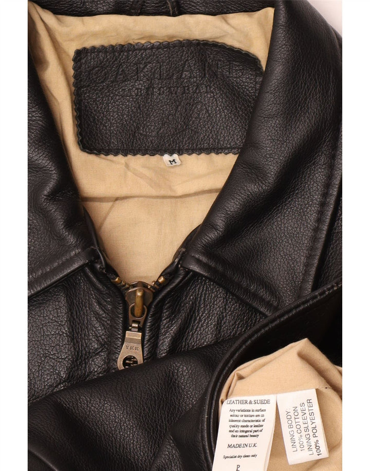 Oakland Mens Leather Jacket UK 38 Medium Black Leather