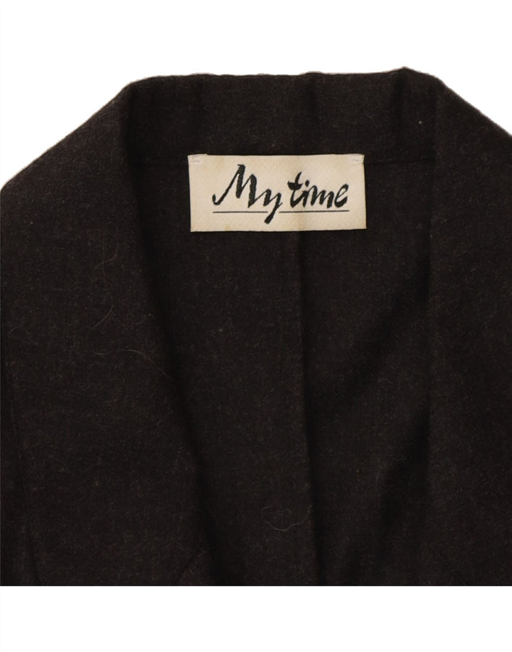 VINTAGE Womens 3/4 Sleeve Double Breasted Coat UK 12 Medium Grey Wool Vintage Vintage and Second-Hand Vintage from Messina Hembry 