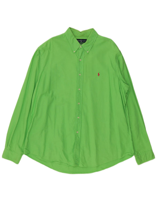 Ralph Lauren Mens Custom Fit Shirt 2XL Green Cotton