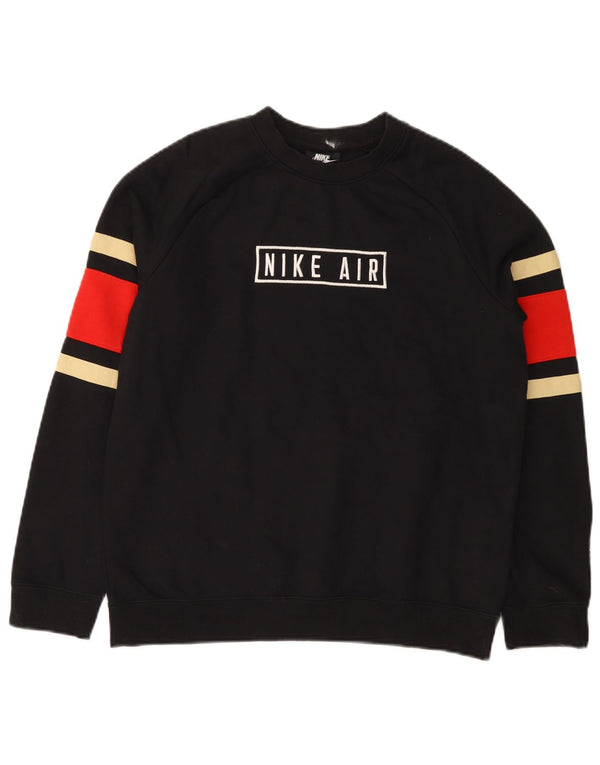 Nike Boys Graphic Sweatshirt Jumper 13-14 Years XL Black Colourblock Cotton