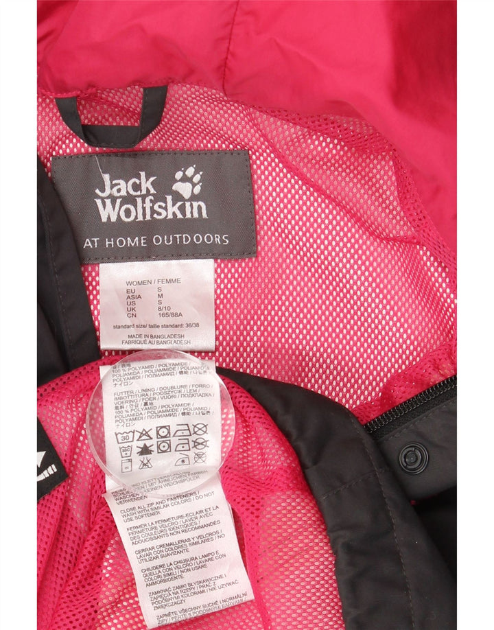 Jack Wolfskin Womens Hooded Rain Jacket UK 8/10 Small Grey Polyamide