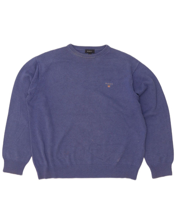 Gant Mens Crew Neck Jumper Sweater Medium Blue Cotton