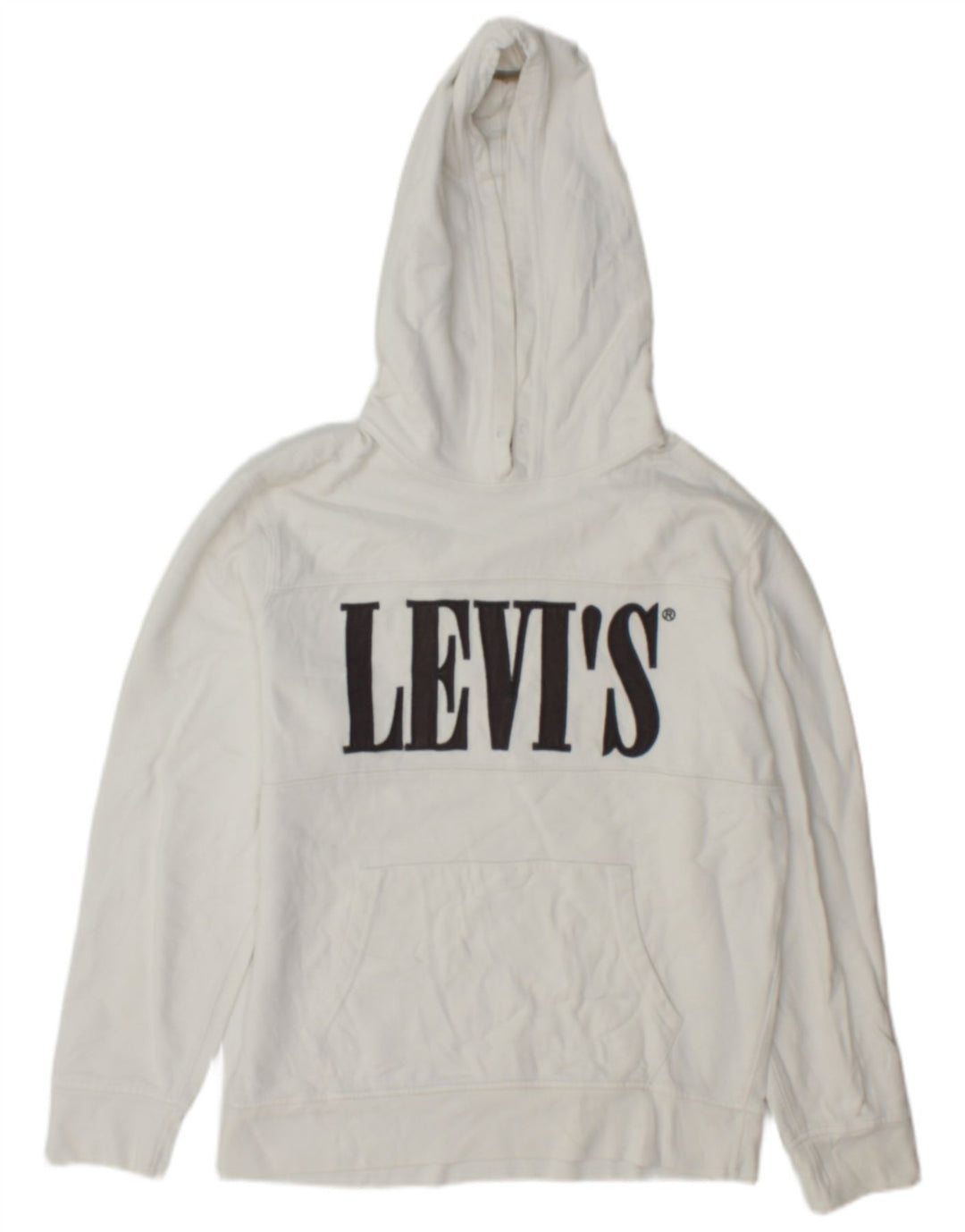 Levi's Mens Graphic Hoodie Jumper Small White Cotton