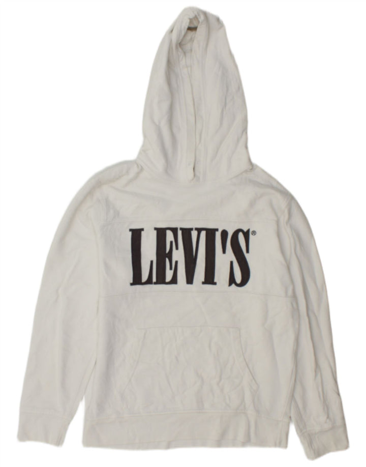 Levi's Mens Graphic Hoodie Jumper Small White Cotton