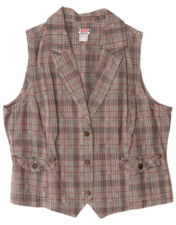RAINBOW Womens Waistcoat UK 22 3XL  Grey Check