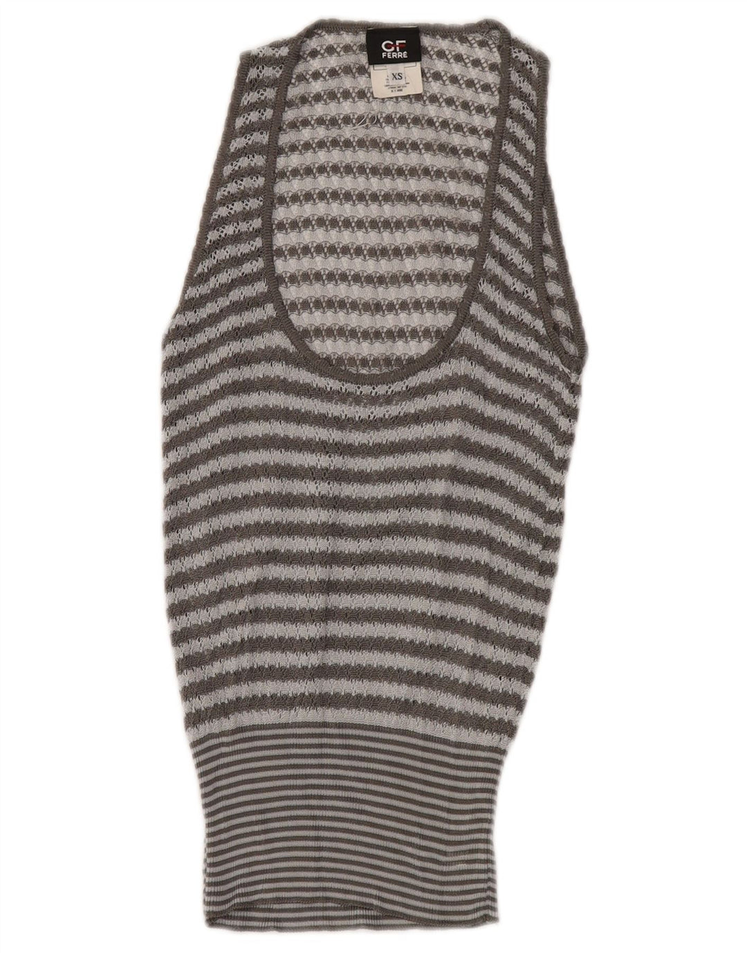 GF FERRE Womens See Through 2 Piece Set UK 4 XS Grey Striped