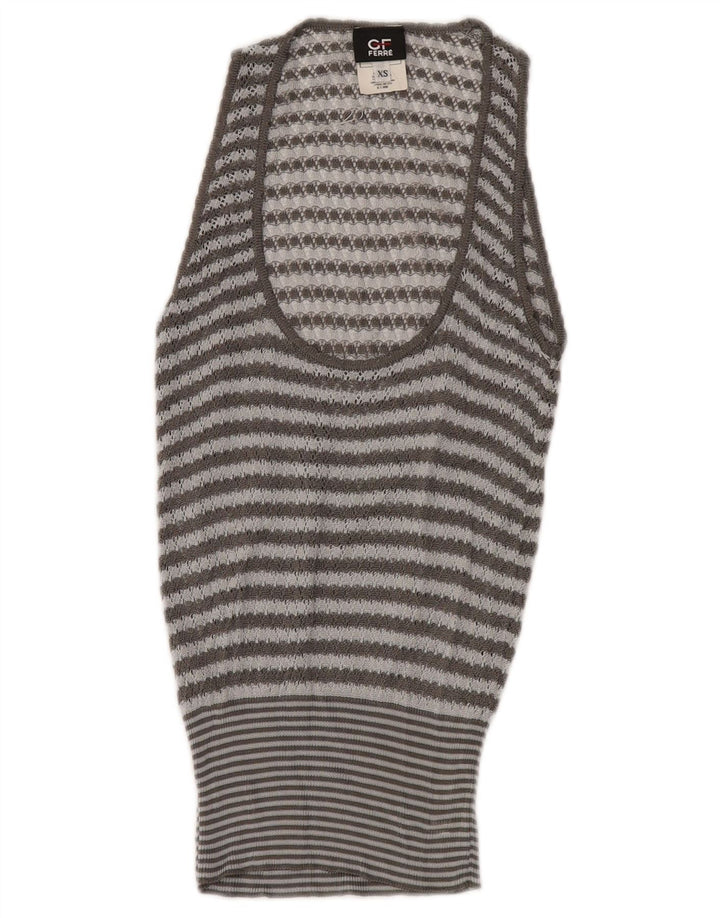 GF FERRE Womens See Through 2 Piece Set UK 4 XS Grey Striped