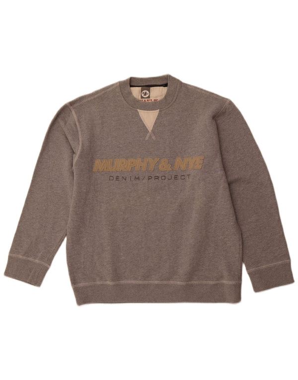 MURPHY & NYE Mens Sailmakers Graphic Sweatshirt Jumper Small Grey Cotton