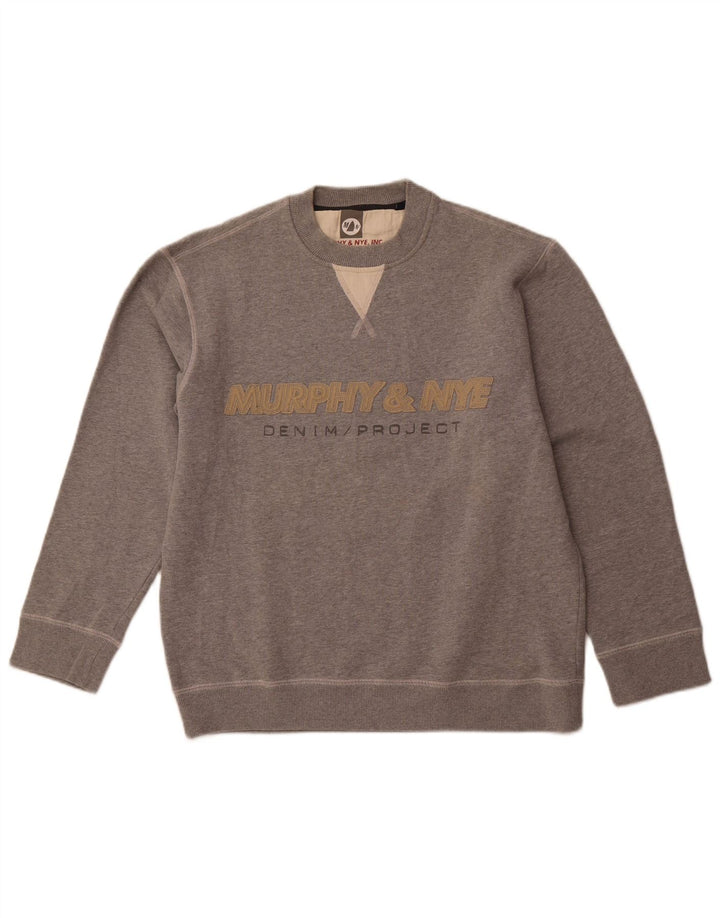 MURPHY & NYE Mens Sailmakers Graphic Sweatshirt Jumper Small Grey Cotton