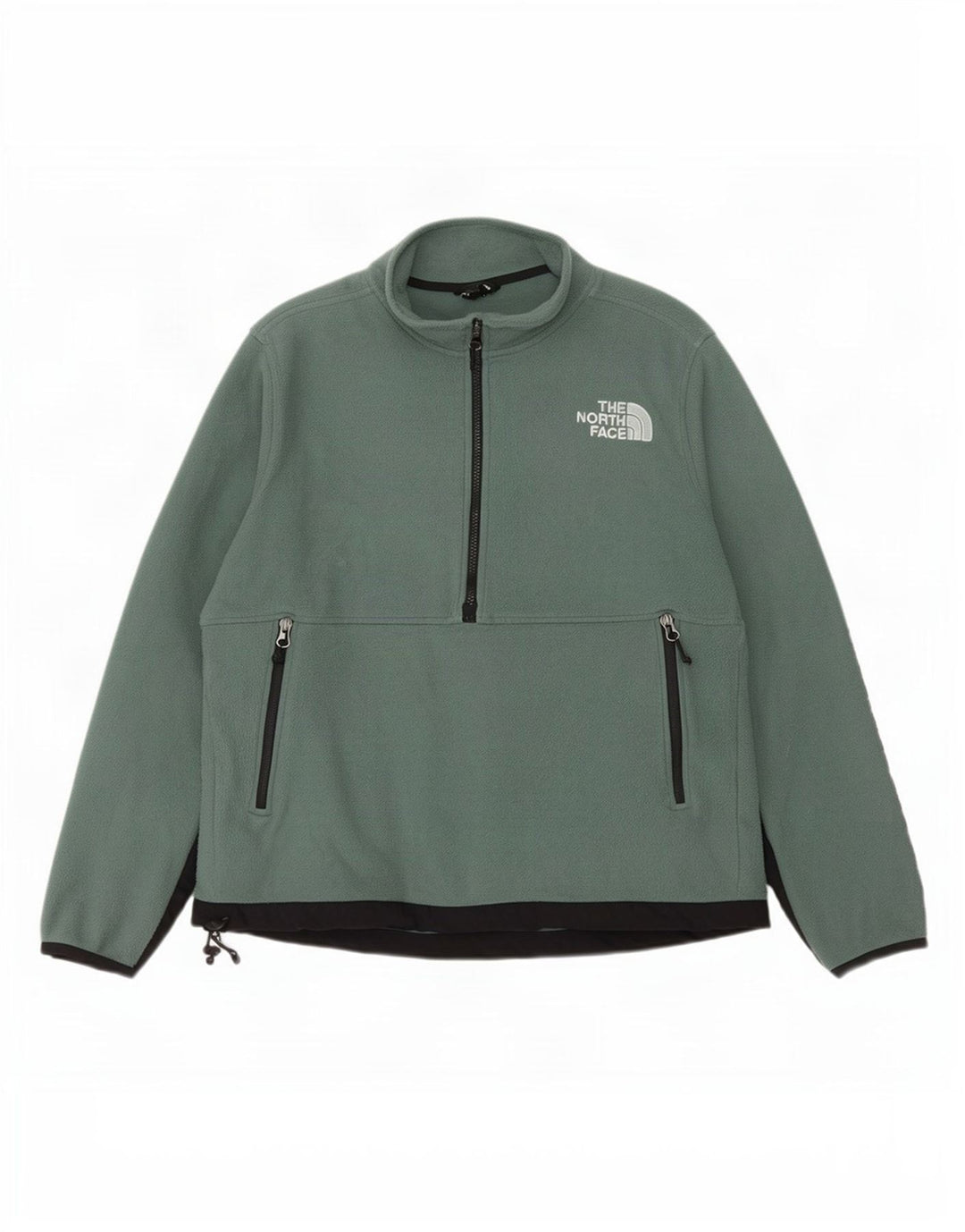 The North Face Mens Zip Neck Fleece Jumper Large Green Polyester