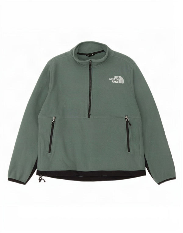 The North Face Mens Zip Neck Fleece Jumper Large Green Polyester