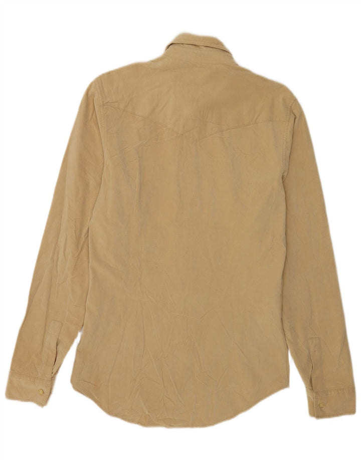 Calvin Klein Jeans Mens Shirt Large Beige Viscose