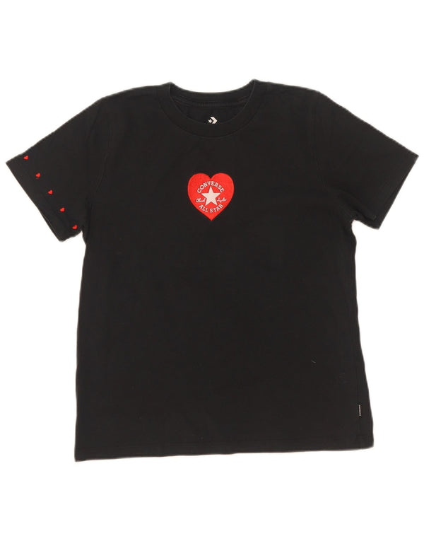 Converse Womens Graphic T-Shirt Top UK 10 Small Black Cotton