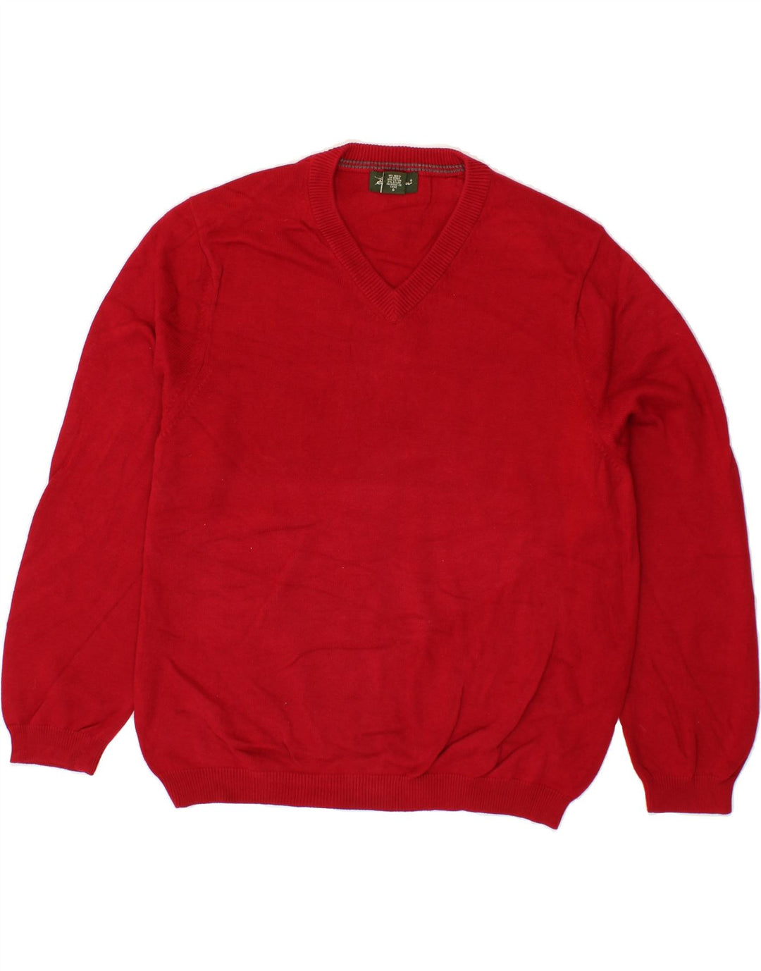 EDDIE BAUER Mens V-Neck Jumper Sweater Large Red Cotton Vintage Eddie Bauer and Second-Hand Eddie Bauer from Messina Hembry 