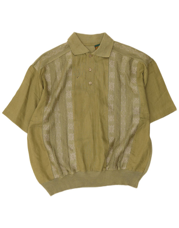 Old Farway Mens Polo Shirt UK 50 3XL Green Striped