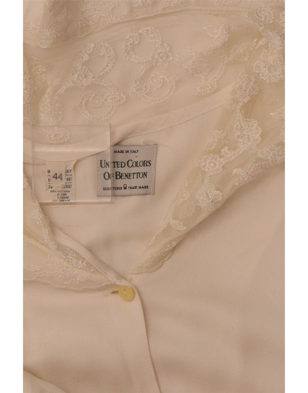 BENETTON Womens Shirt Blouse IT 44 Medium Off White Viscose