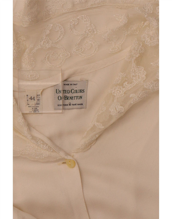 BENETTON Womens Shirt Blouse IT 44 Medium Off White Viscose