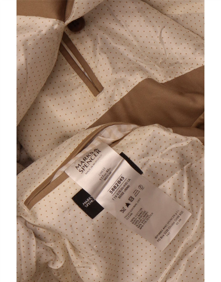 Marks & Spencer Mens 2 Button Loose Fit Blazer Jacket UK 38 Medium Beige