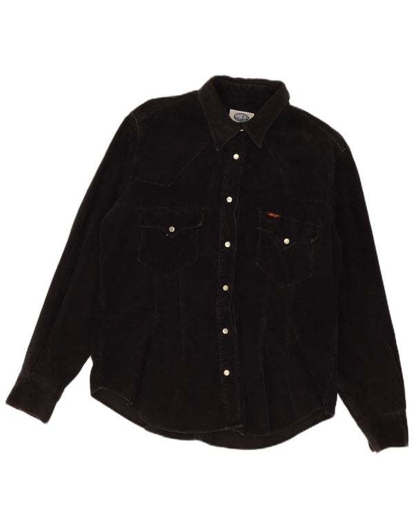 Rifle Womens Corduroy Shirt UK 20 2XL Black Cotton