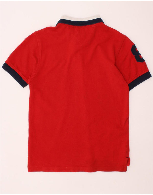 TOMMY HILFIGER Boys Graphic Polo Shirt 6-7 Years Red Cotton
