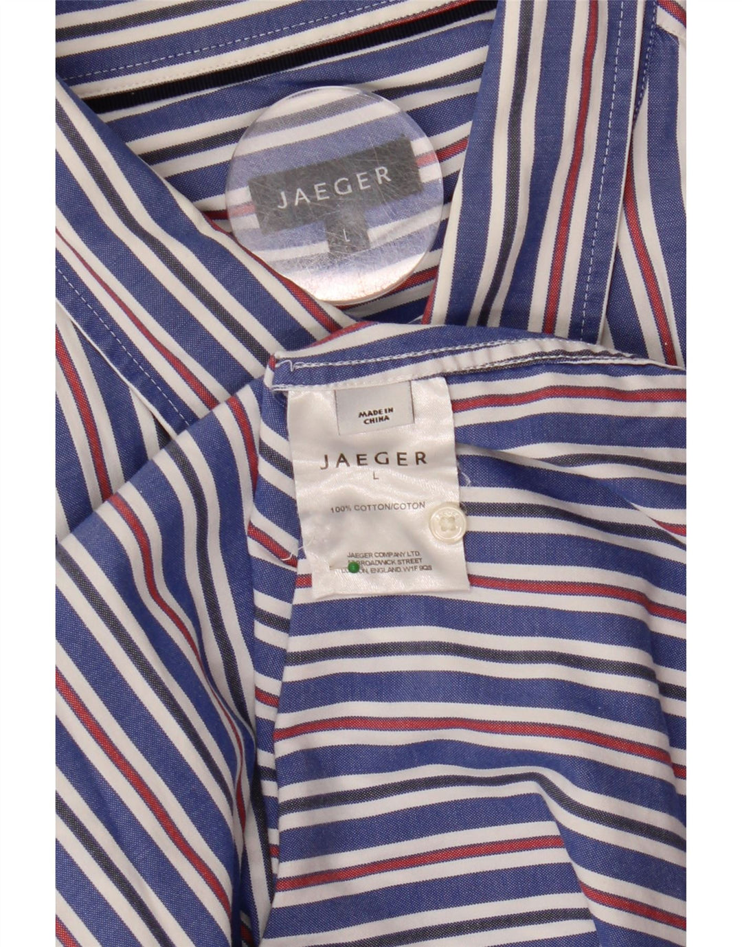 JAEGER Mens Shirt Large Blue Pinstripe Cotton
