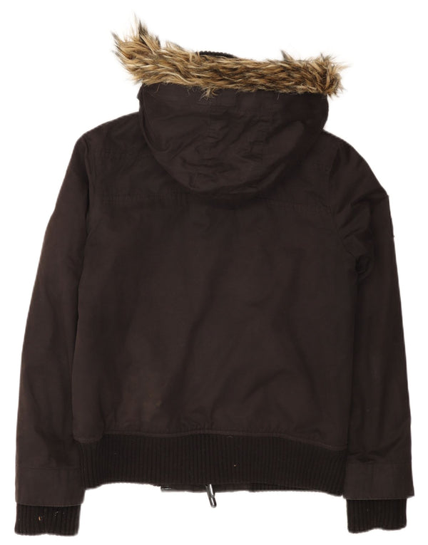 Superdry Womens The Windbomber Hooded Windbreaker Jacket UK 14 Medium Black