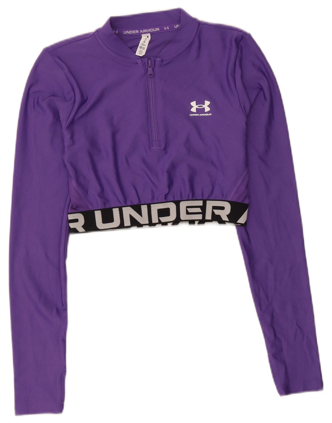 Under Armour Womens Crop Pullover Tracksuit Top UK 10 Small Purple