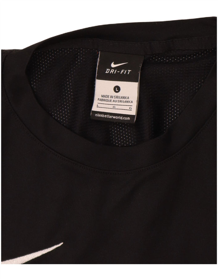 NIKE Mens Dri Fit T-Shirt Top Large Black Polyester