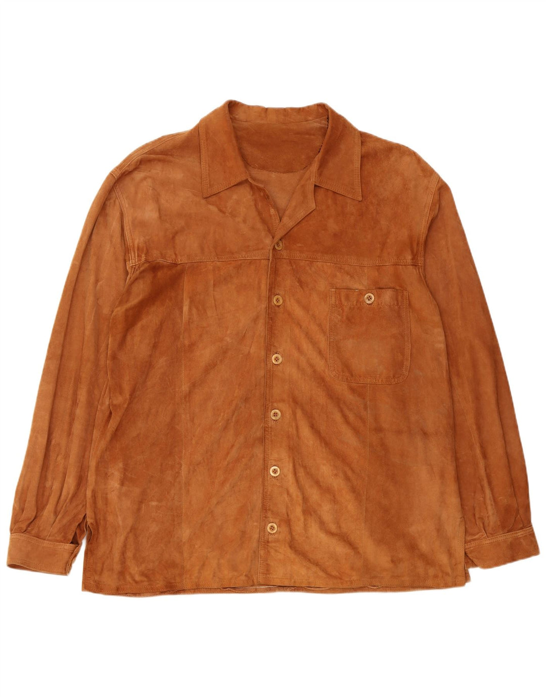 Vintage Mens Suede Shirt 2XL Brown Leather