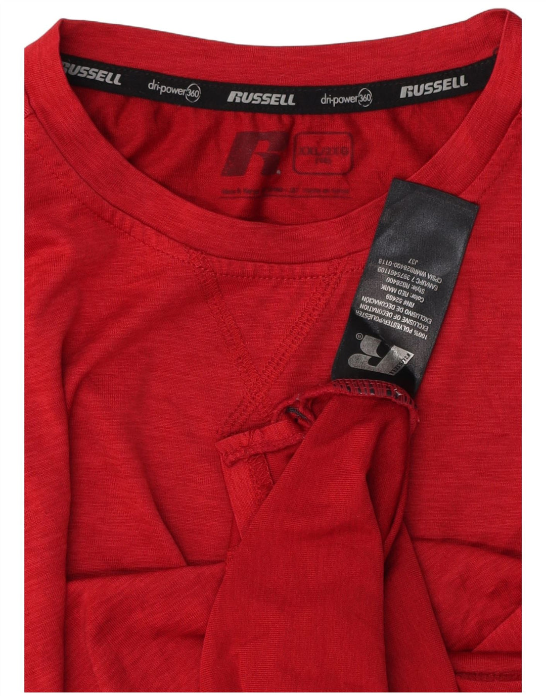 RUSSELL ATHLETIC Boys Dri-Power T-Shirt Top 15-16 Years 2XL Red Polyester