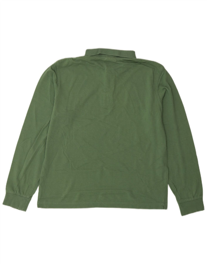 CONTE OF FLORENCE Mens Long Sleeve Regular Fit Polo Shirt Medium Green