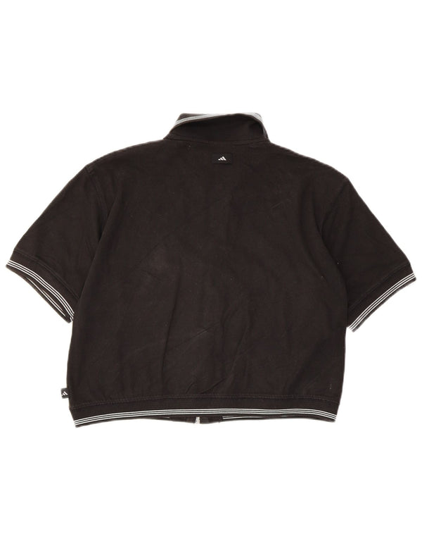 Adidas Womens Crop Short Sleeve Tracksuit Top Jacket UK 10 Small Black