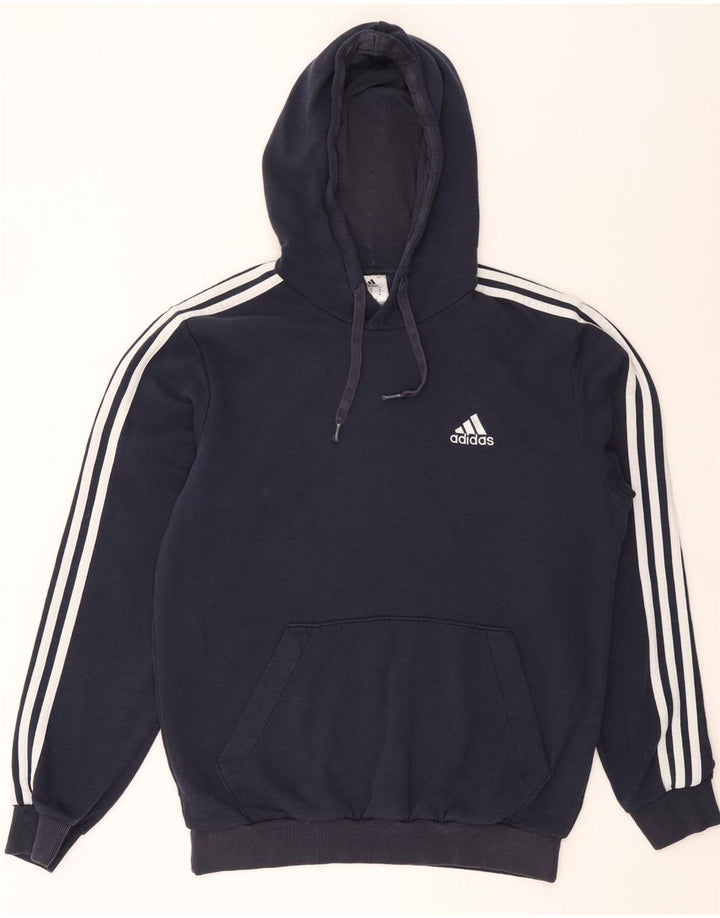 Adidas Mens Hoodie Jumper Medium Navy Blue Cotton