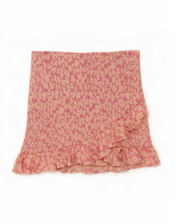 Zara Womens Mini Ruffle Skirt Small W26 Pink Floral