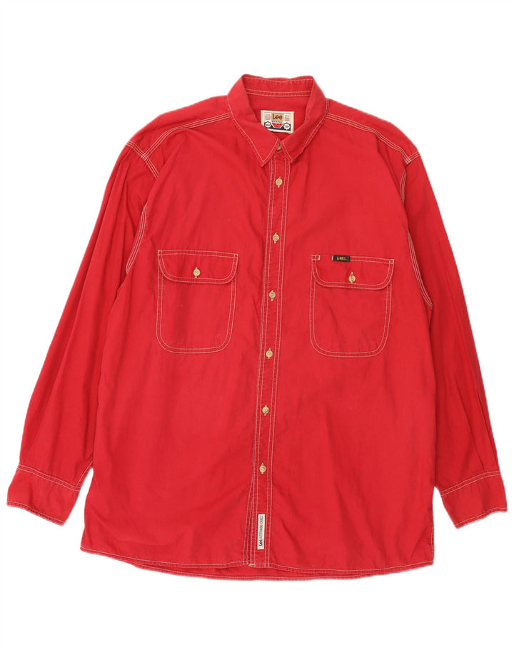 LEE Mens Shirt Large Red Cotton
