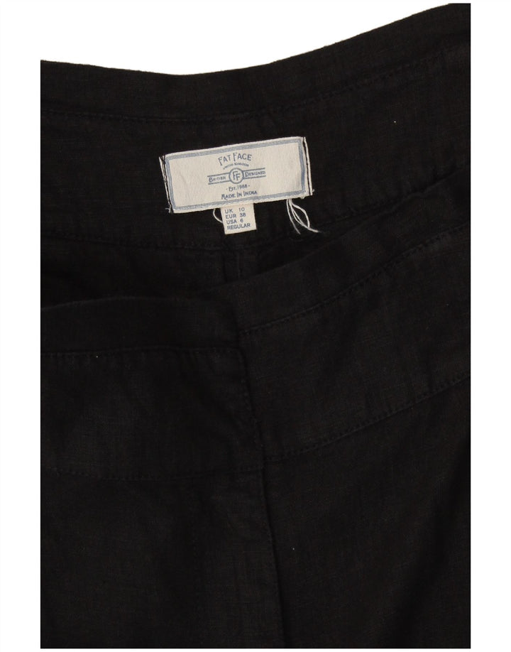FAT FACE Womens Wide Leg Capri Trousers UK 10 Small W30 L23 Black Linen