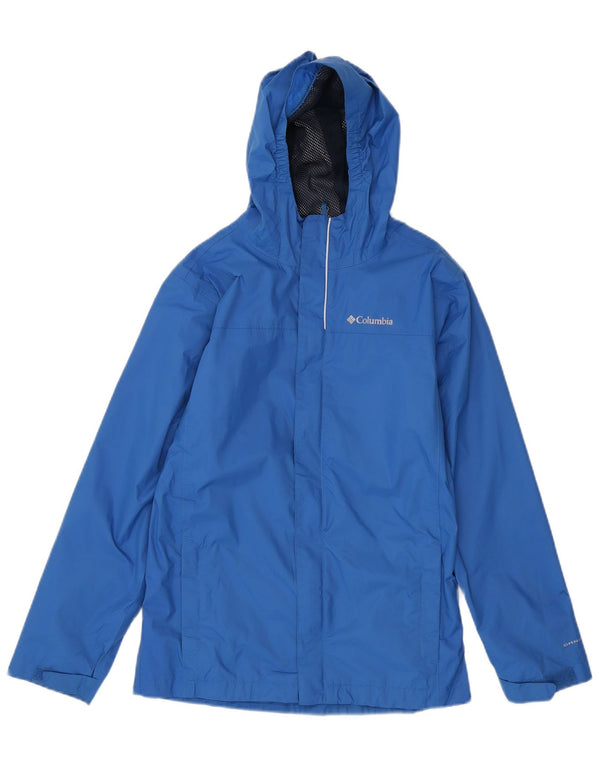 Columbia Boys Omni-Tech Hooded Rain Jacket 14-15 Years Large  Blue Nylon