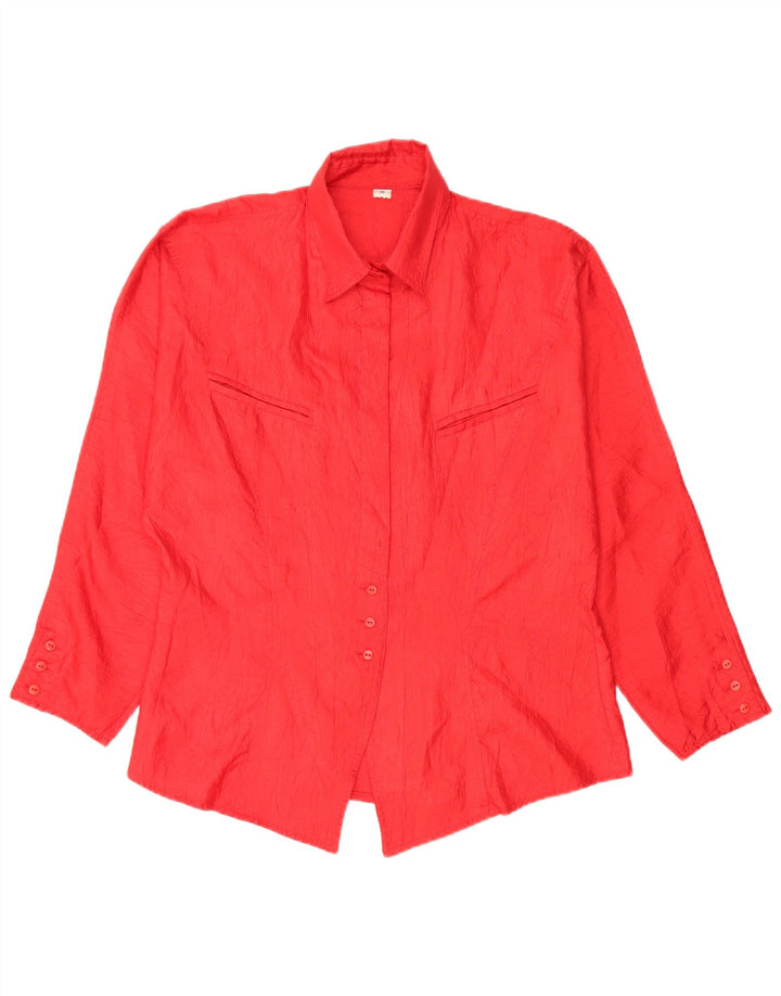 VINTAGE Womens Shirt Blouse EU 38 Medium Red Polyester