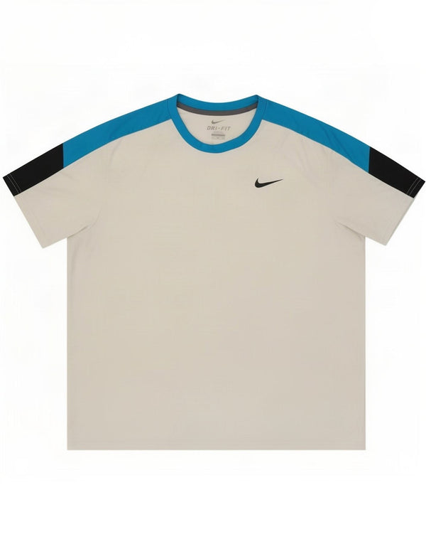 Nike Mens Dri Fit T-Shirt Top 2XL White Colourblock Polyester
