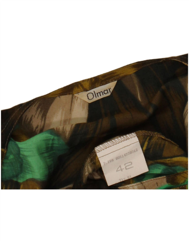 VINTAGE Womens Short Sleeve Shirt Blouse IT 42 Medium Khaki Floral