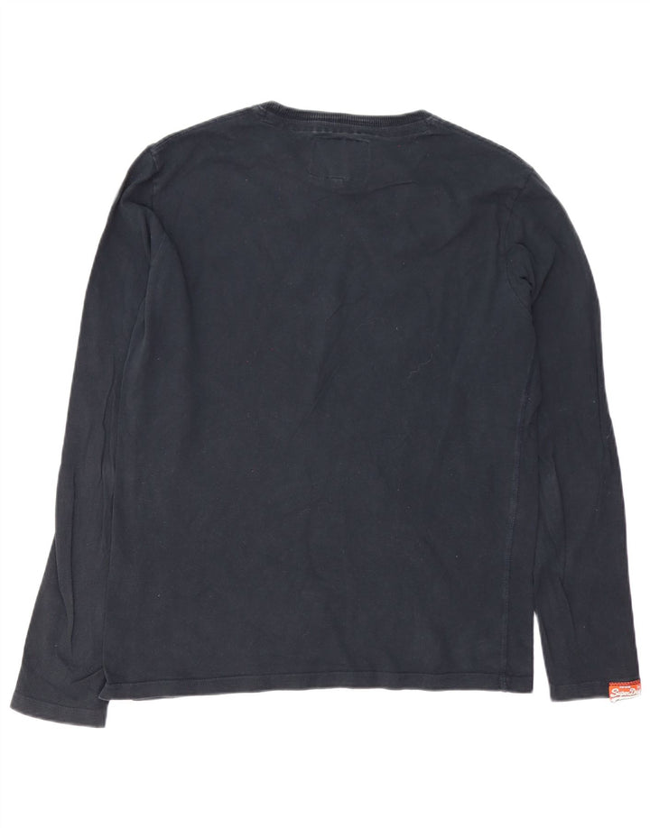 Superdry Mens Graphic Top Long Sleeve Large Black Cotton