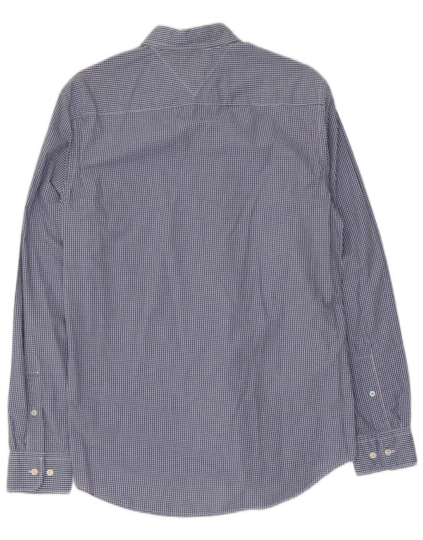Tommy Hilfiger Mens New York Fit Slim Shirt Small Blue Gingham Cotton