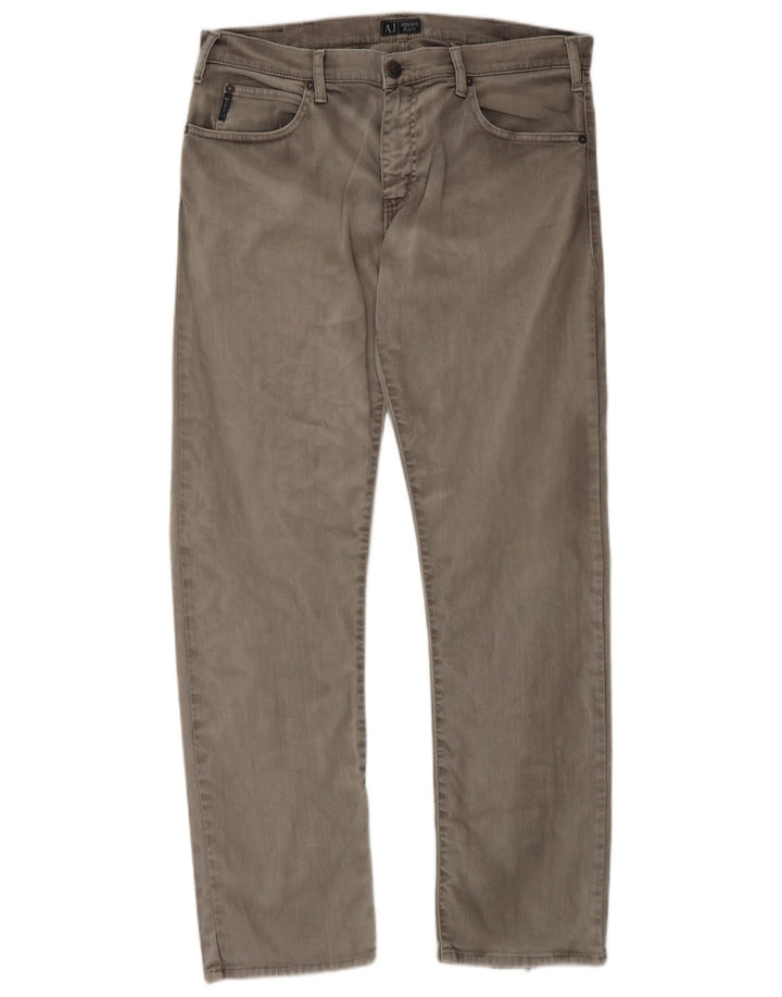 Armani Mens Straight Jeans W36 L35 Grey Cotton