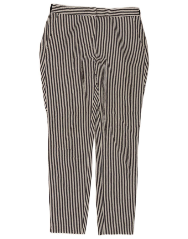 ZARA Womens Slim Chino Trousers Small W26 L27 White Striped Cotton