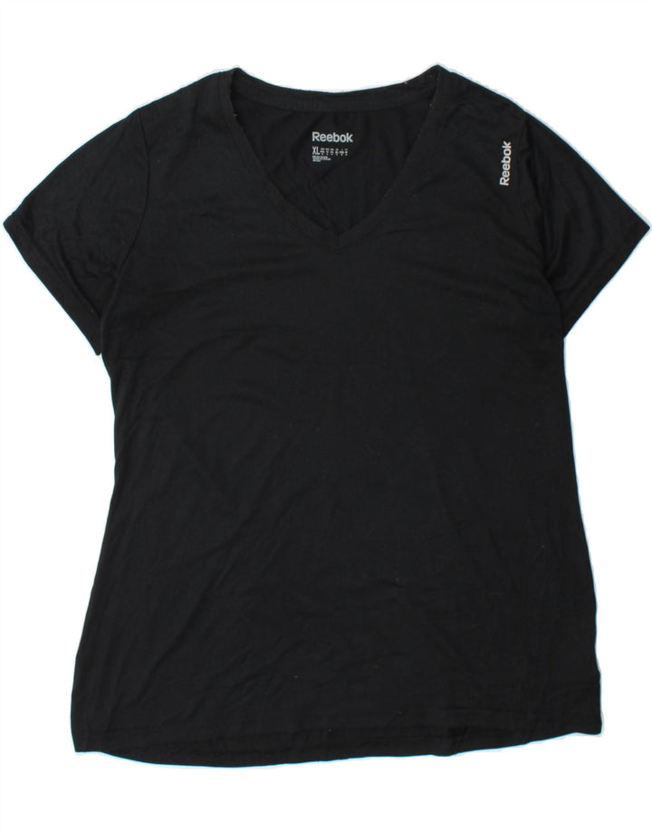 REEBOK Womens T-Shirt Top UK 18 XL Black Polyester Vintage Reebok and Second-Hand Reebok from Messina Hembry 