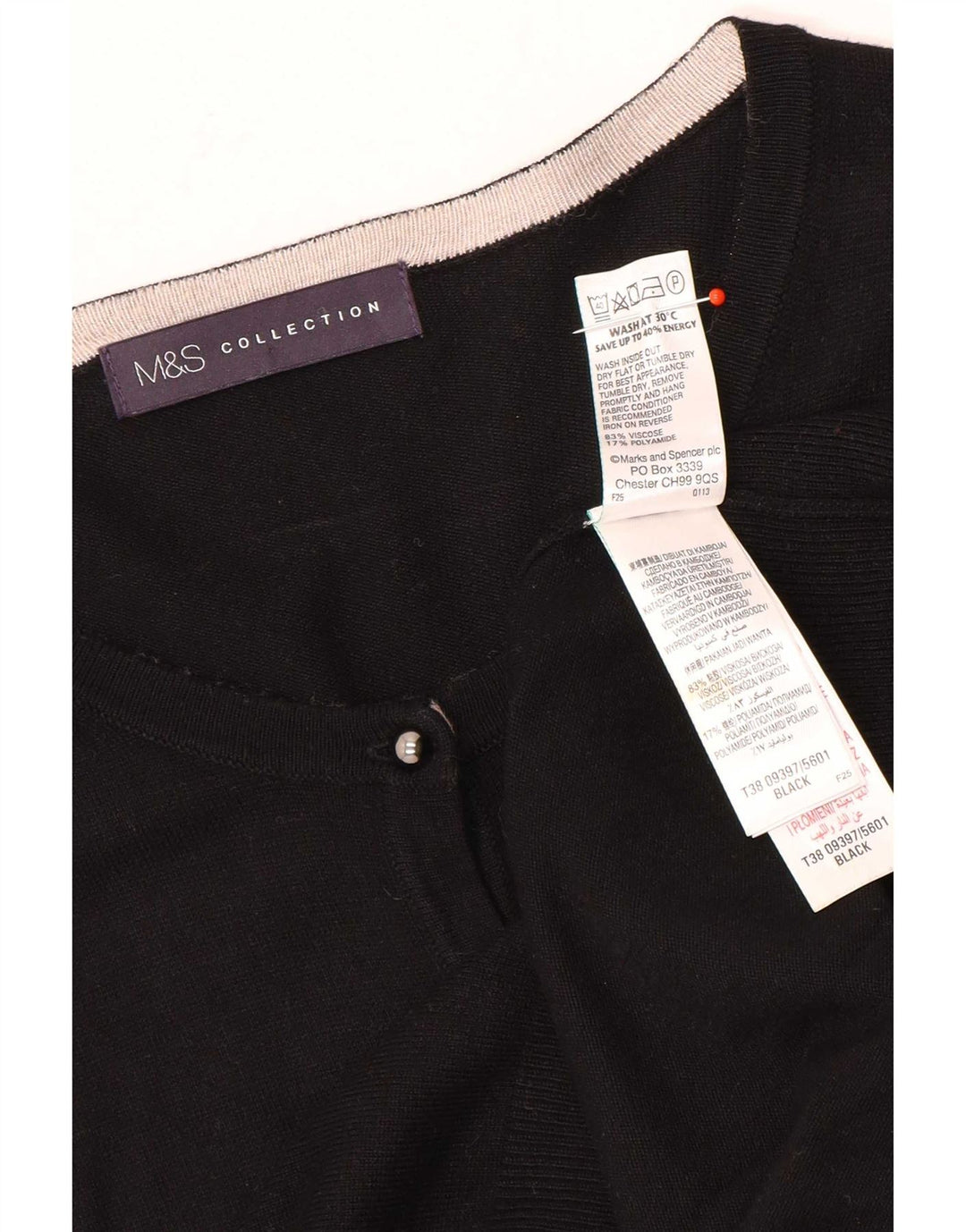 Marks & Spencer Womens Cardigan Sweater UK 14 Medium Black Viscose